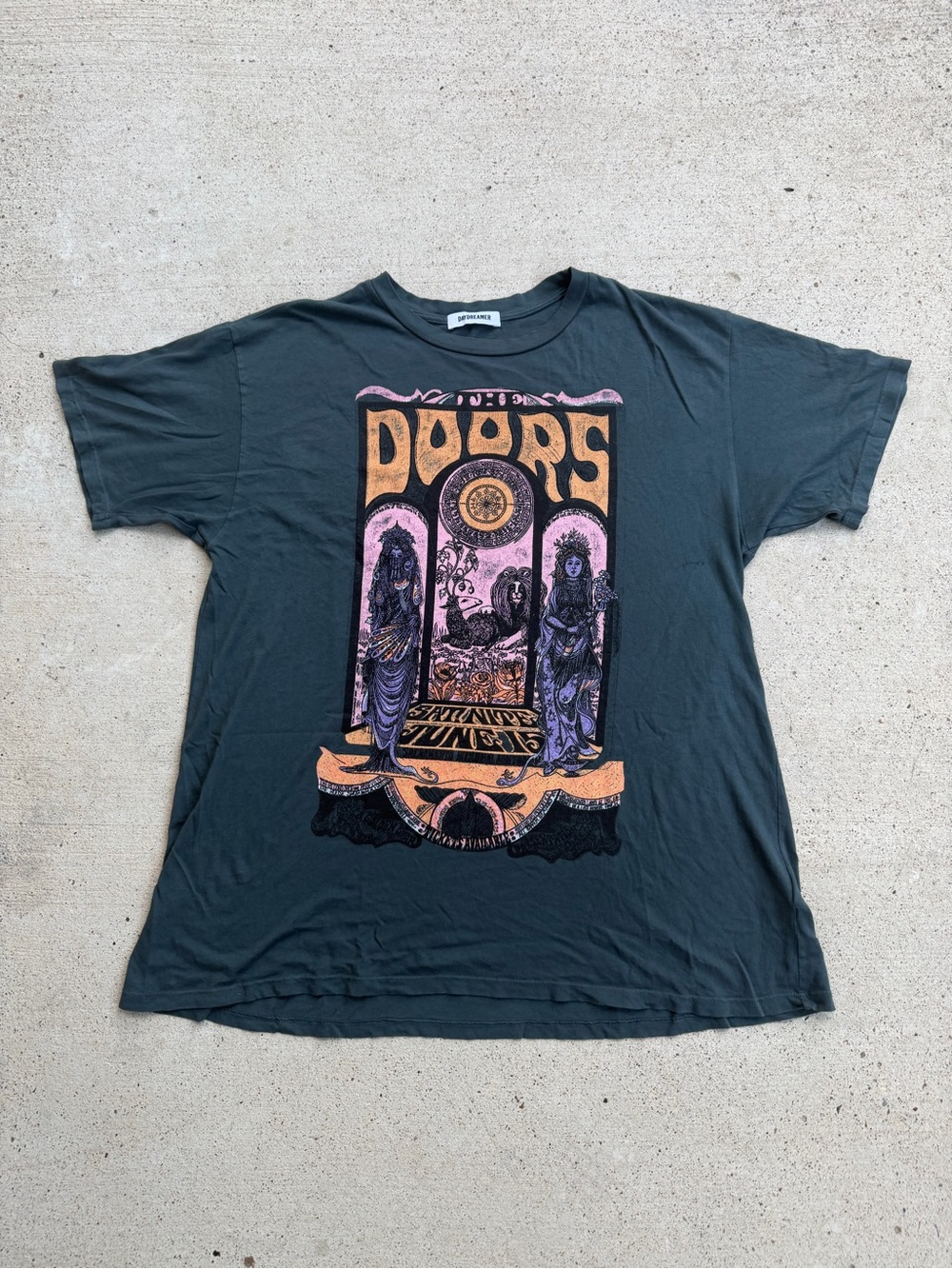 Daydreamer The Doors Sacramento Concert Graphic Tee Vintage Rock Shirt Green M